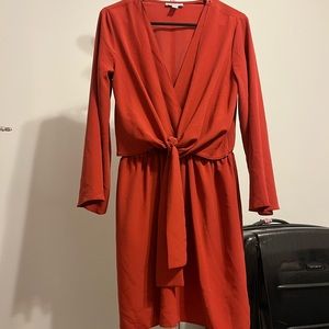 Burnt Orange Knot Wrap Dress